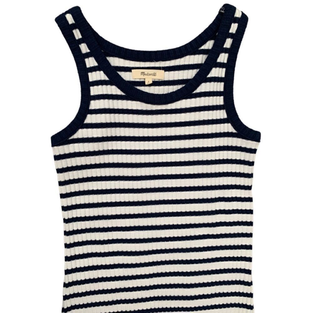 Madewell Ribbed Tank Midi Dress Stripe Size Small - Picture 5 of 8